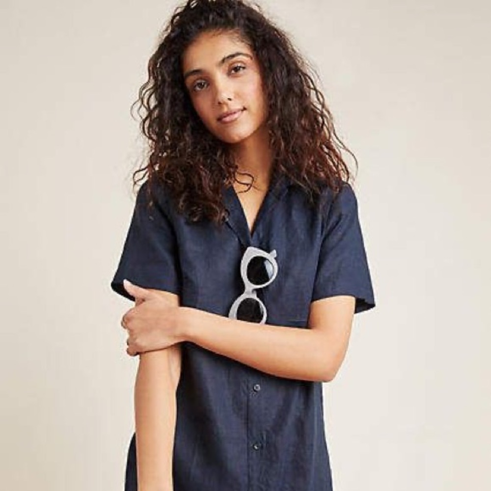 Anthropologie Linen Midi Dress